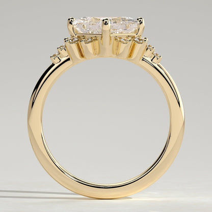 2 CT Princess Cluster Moissanite Engagement Ring