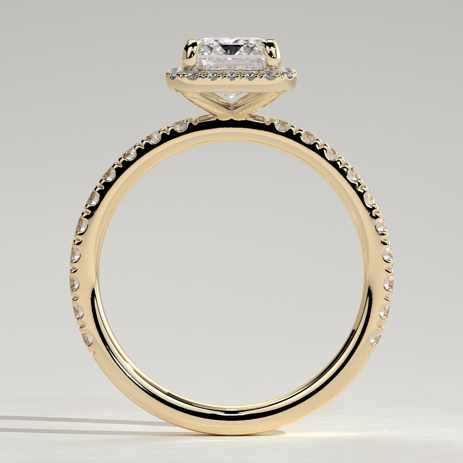 2 CT Emerald Halo & Pave Moissanite Engagement Ring