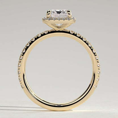 2 CT Emerald Halo & Pave Moissanite Engagement Ring