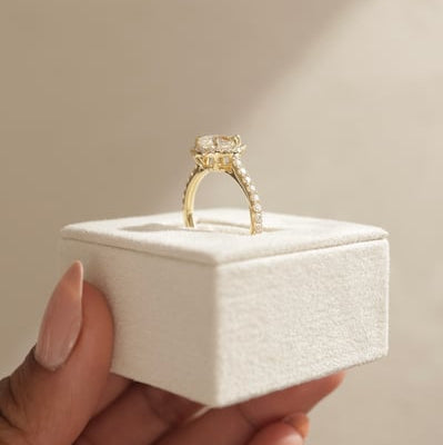 2 CT Pear Halo & Pave Moissanite Engagement Ring