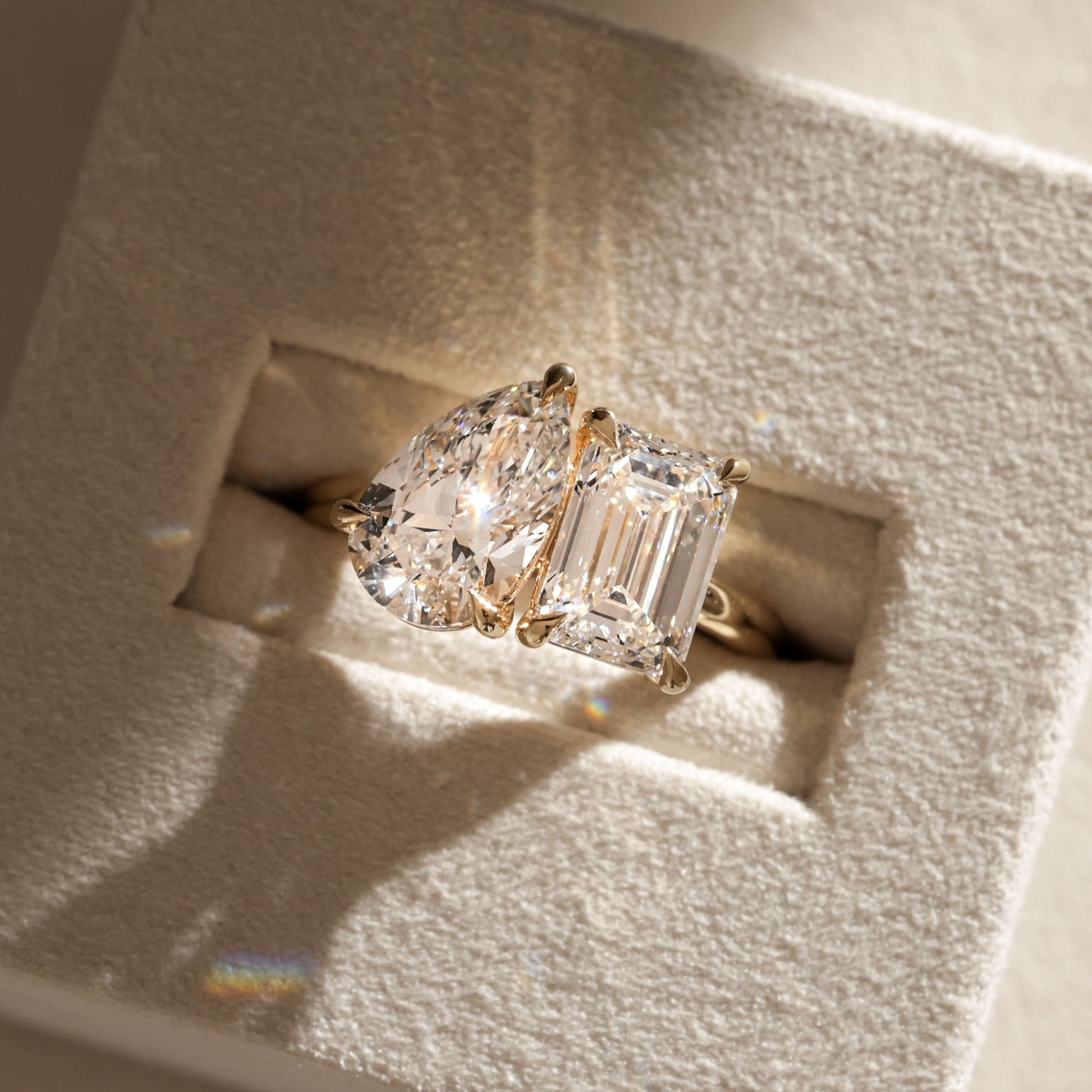 1 CT Pear Toi et Moi Moissanite Engagement Ring