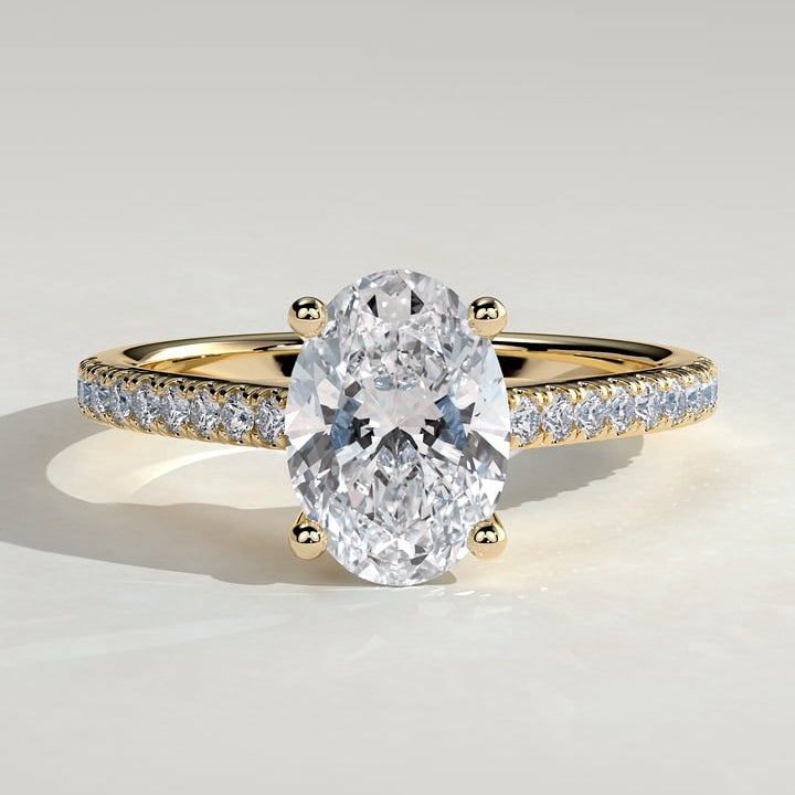 2 CT Oval Pave Moissanite Engagement Ring