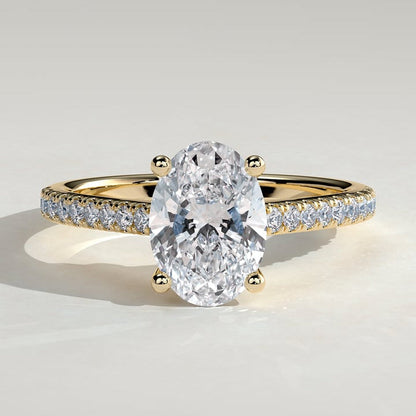 2 CT Oval Pave Moissanite Engagement Ring