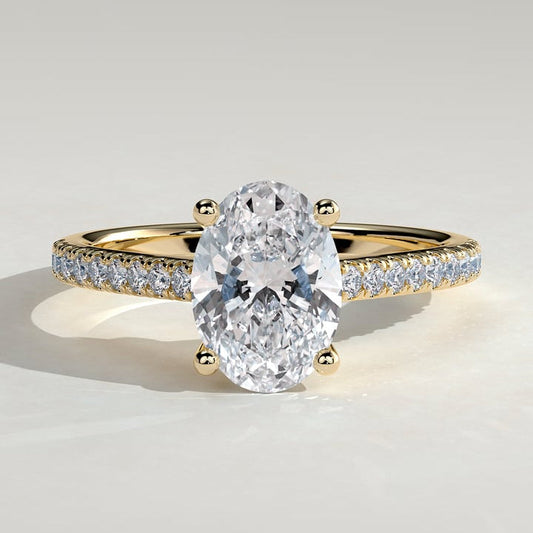2 CT Oval Pave Moissanite Engagement Ring