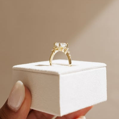 2 CT Elongated Cushion Cluster Moissanite Engagement Ring