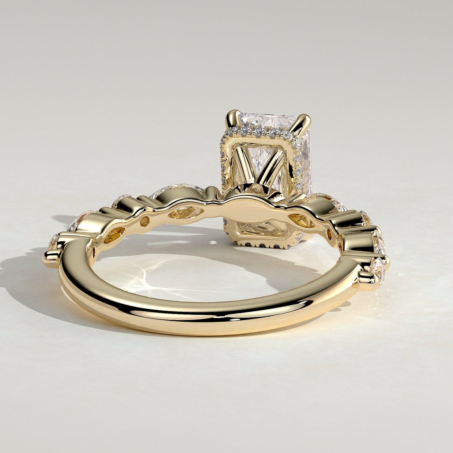 2 CT Radiant Hidden Halo & Pave Moissanite Engagement Ring