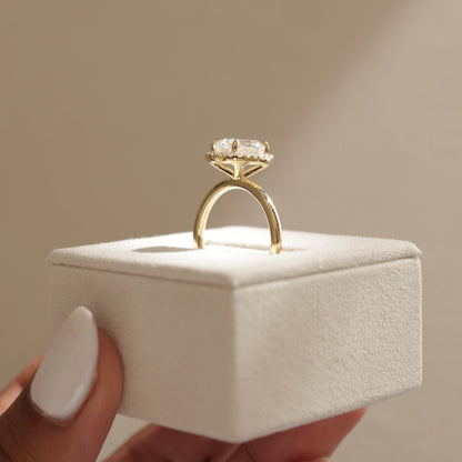 2 CT Oval Halo Moissanite Engagement Ring