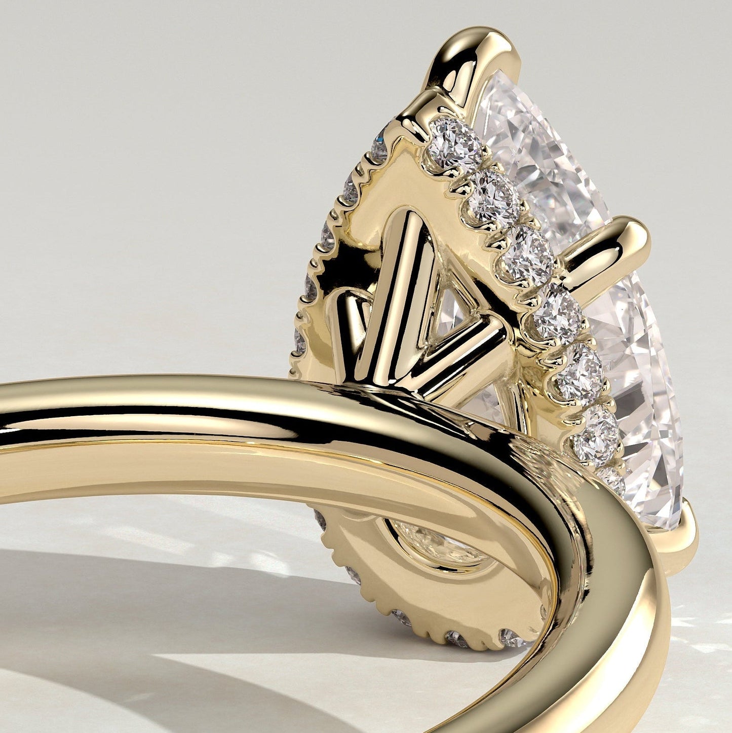 2 CT Pear Hidden Halo Moissanite Engagement Ring