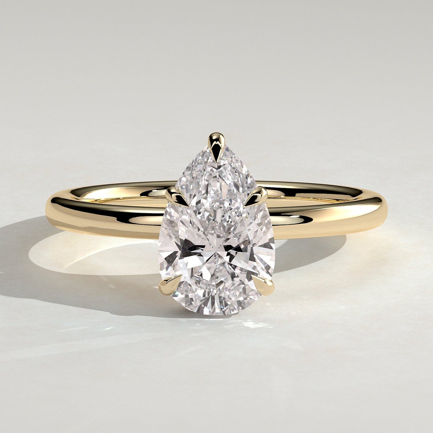 2 CT Pear Hidden Halo Moissanite Engagement Ring