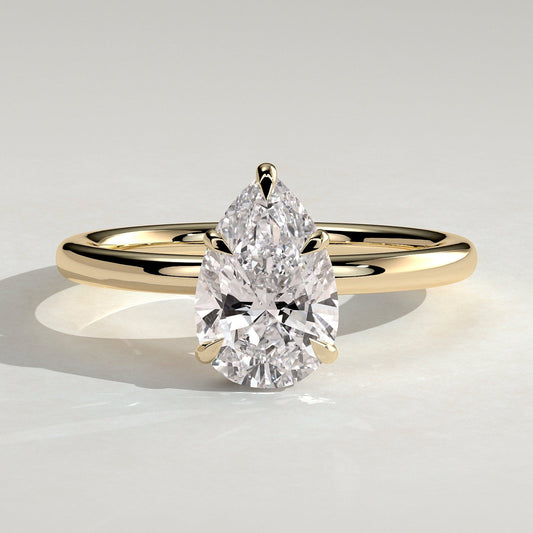 2 CT Pear Hidden Halo Moissanite Engagement Ring