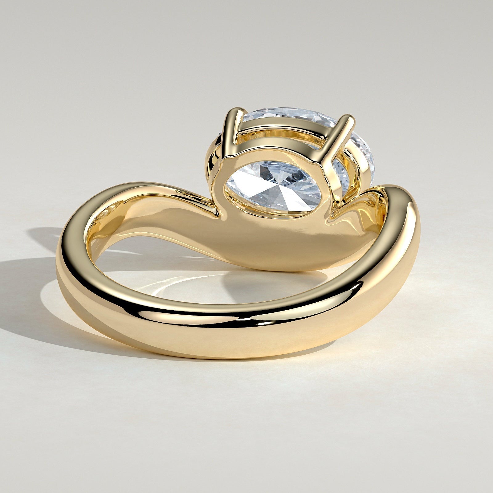 2 CT Oval Solitaire Wave Band Moissanite Engagement Ring