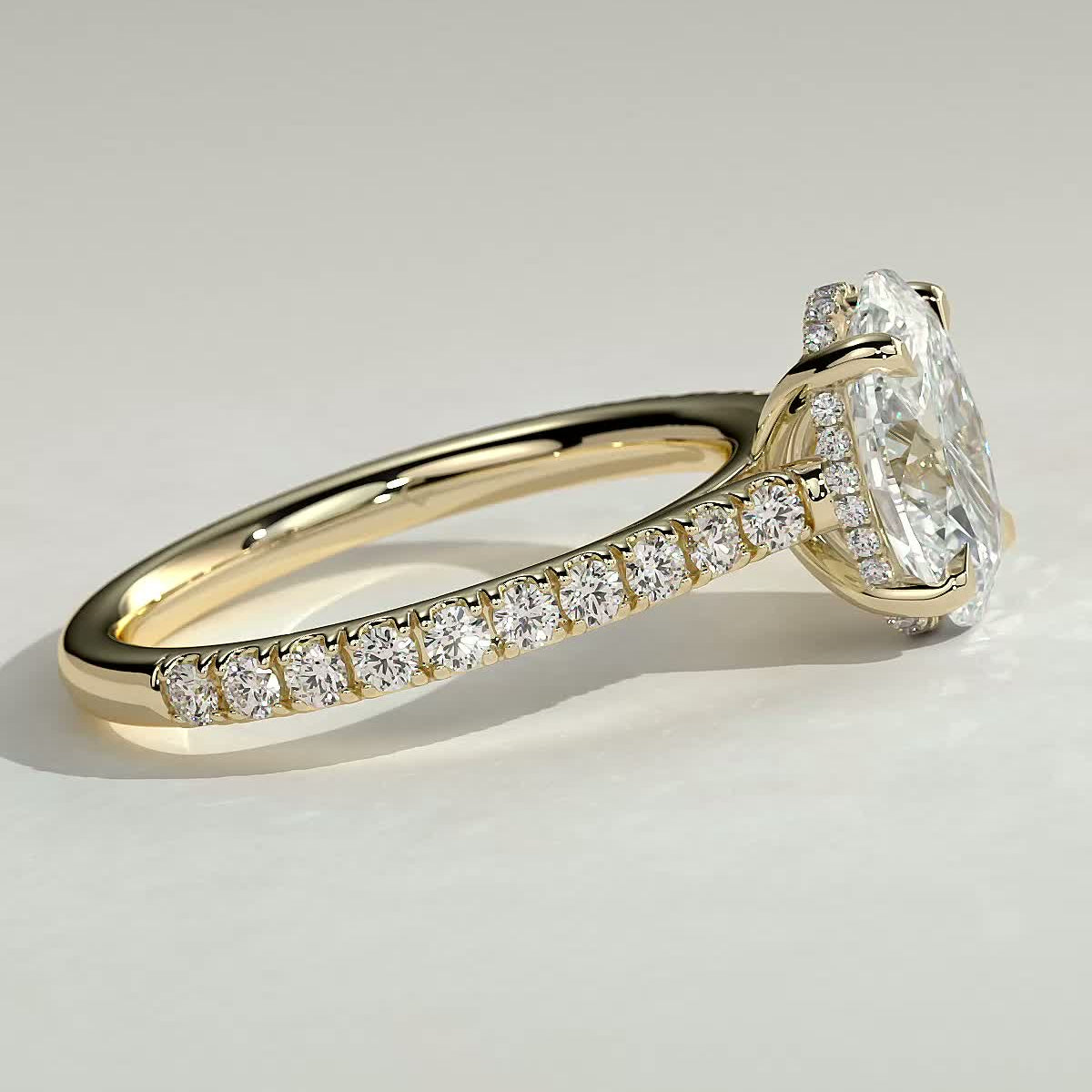 2 CT Oval Hidden Halo & Pave Moissanite Engagement Ring