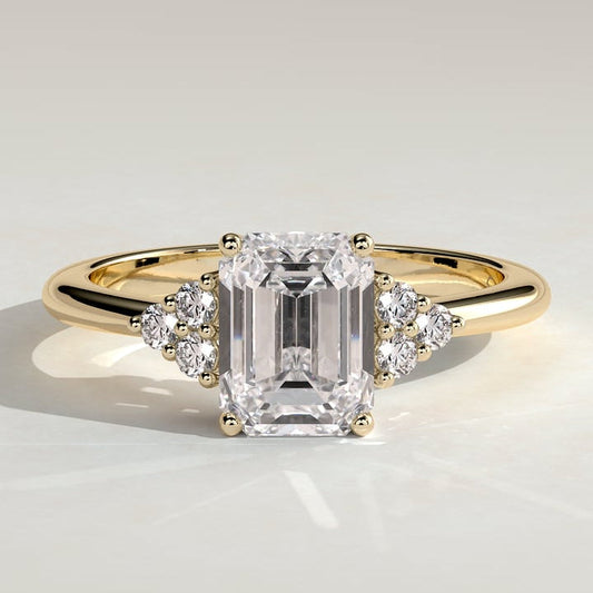 2 CT Emerald Cluster Moissanite Engagement Ring