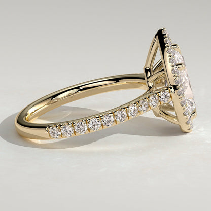 2 CT Pear Halo & Pave Moissanite Engagement Ring