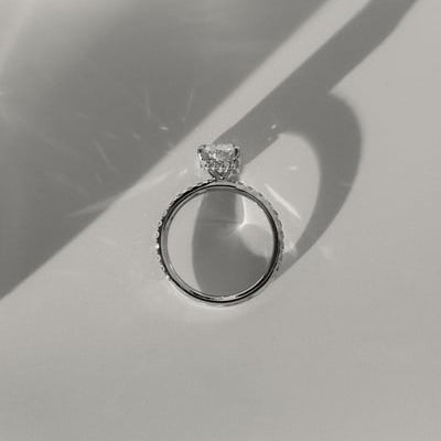 2 CT Radiant Pave Moissanite Engagement Ring