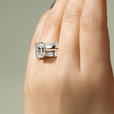 2 CT Emerald Bezel Solitaire Moissanite Engagement Ring