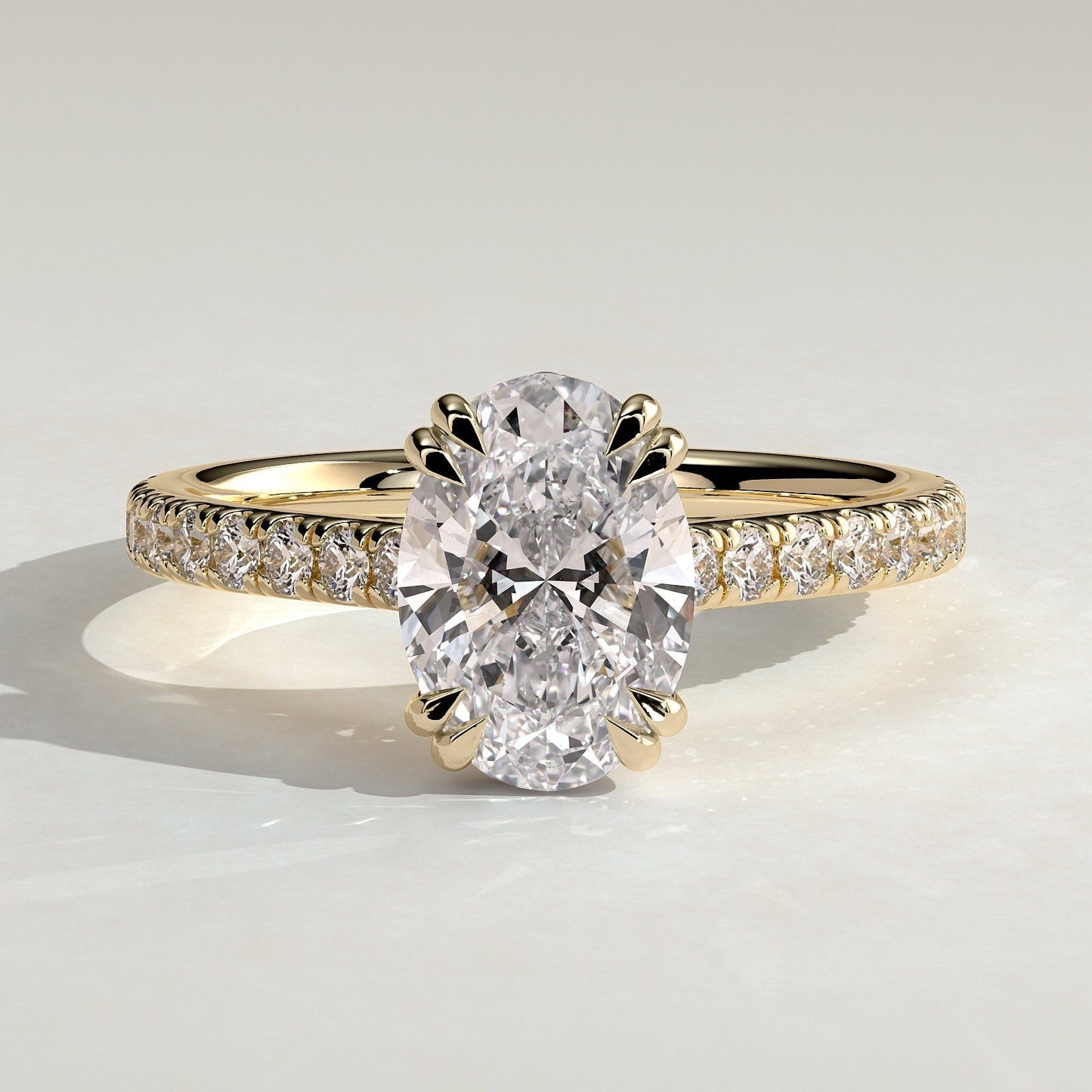 2 CT Oval Pave Moissanite Engagement Ring