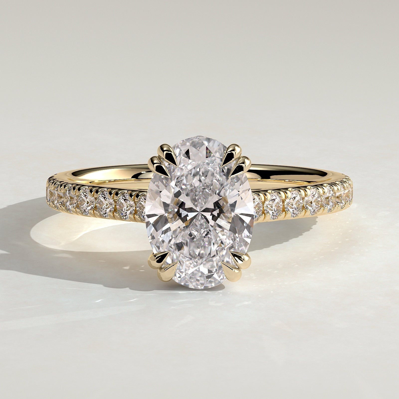 2 CT Oval Pave Moissanite Engagement Ring