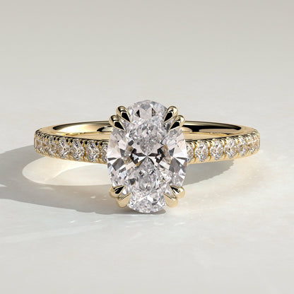 2 CT Oval Pave Moissanite Engagement Ring