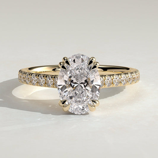 2 CT Oval Pave Moissanite Engagement Ring