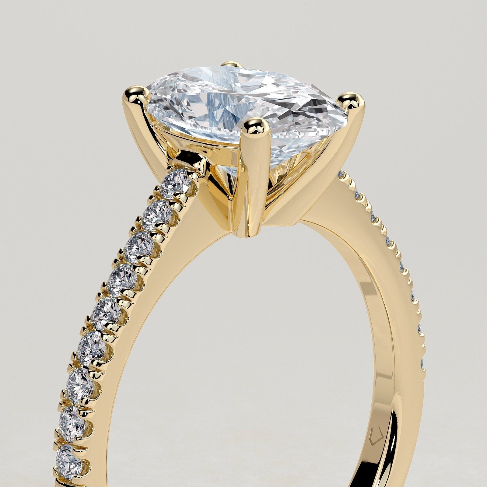 2 CT Oval Pave Moissanite Engagement Ring