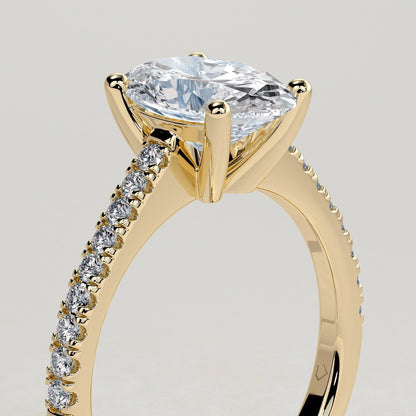 2 CT Oval Pave Moissanite Engagement Ring