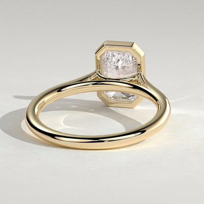 2 CT Emerald Bezel Solitaire Moissanite Engagement Ring