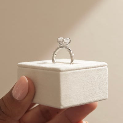 2 CT Oval Hidden Halo & Dainty Pave Moissanite Engagement Ring