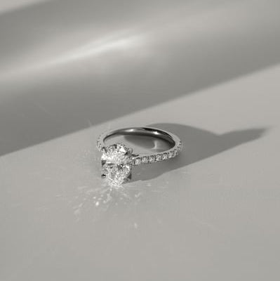 2 CT Oval Hidden Halo & Pave Moissanite Engagement Ring