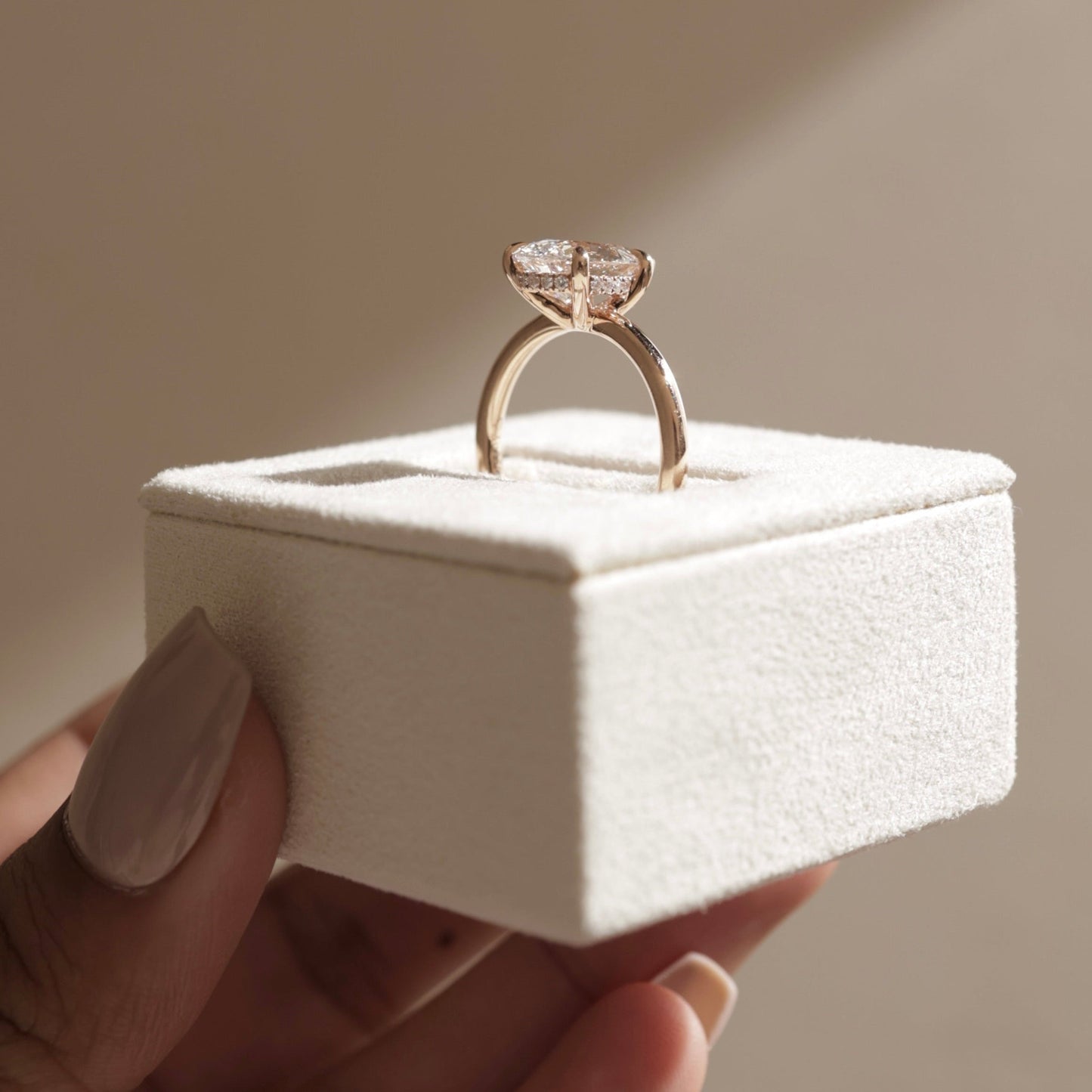 2 CT Pear Hidden Halo Moissanite Engagement Ring