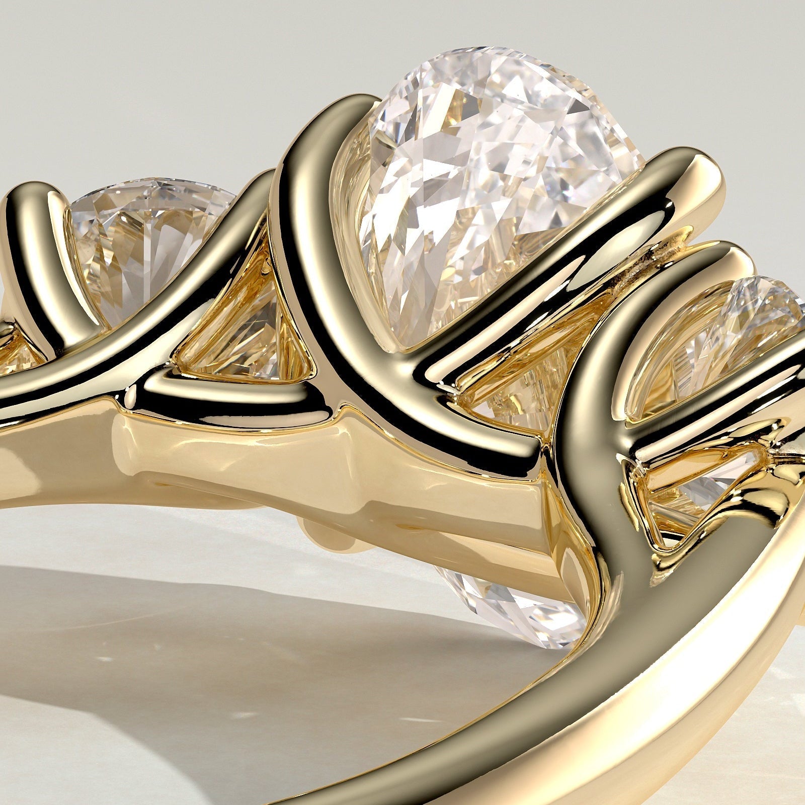 2 CT Oval Three Stone Moissanite Engagement Ring