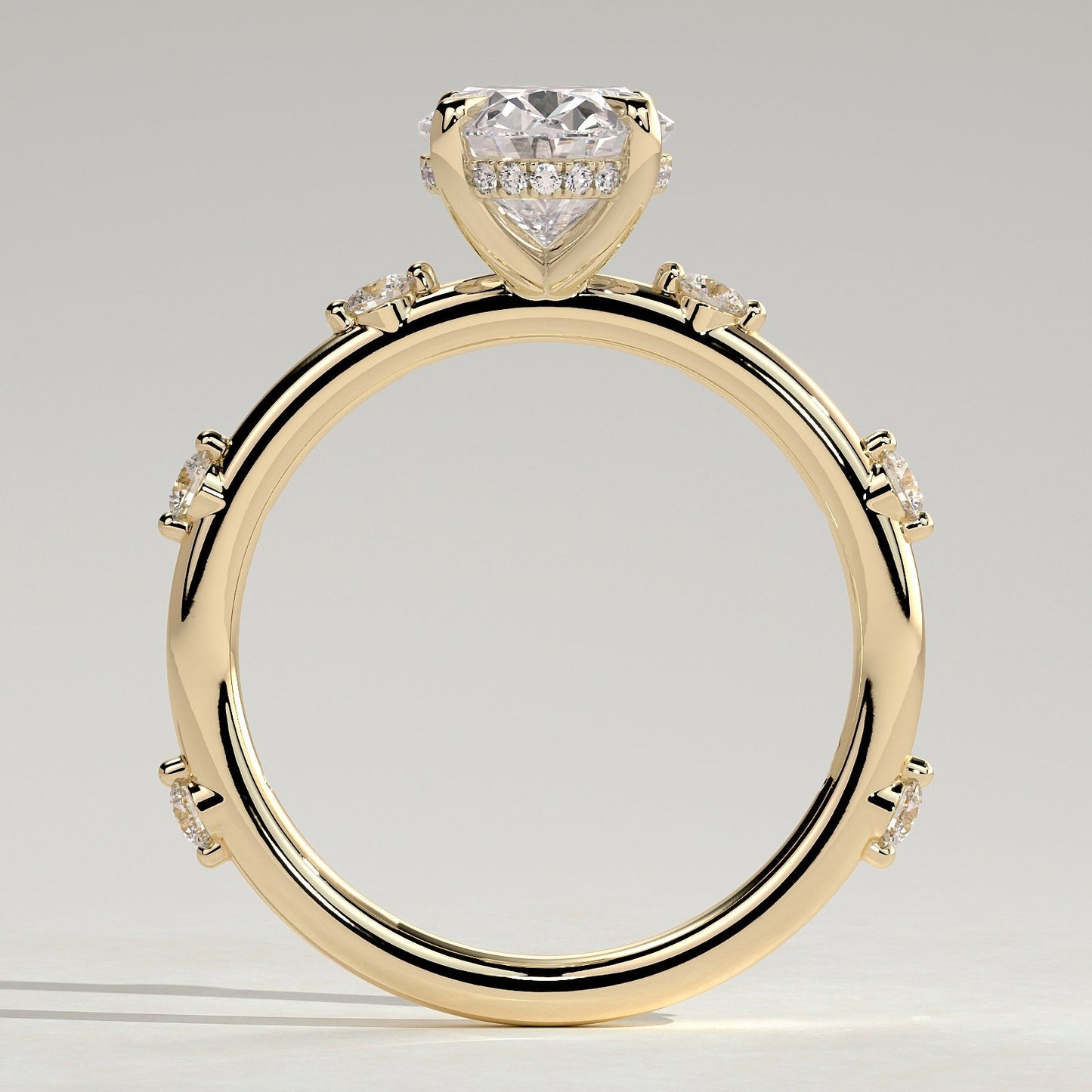 2 CT Oval Hidden Halo & Dainty Pave Moissanite Engagement Ring