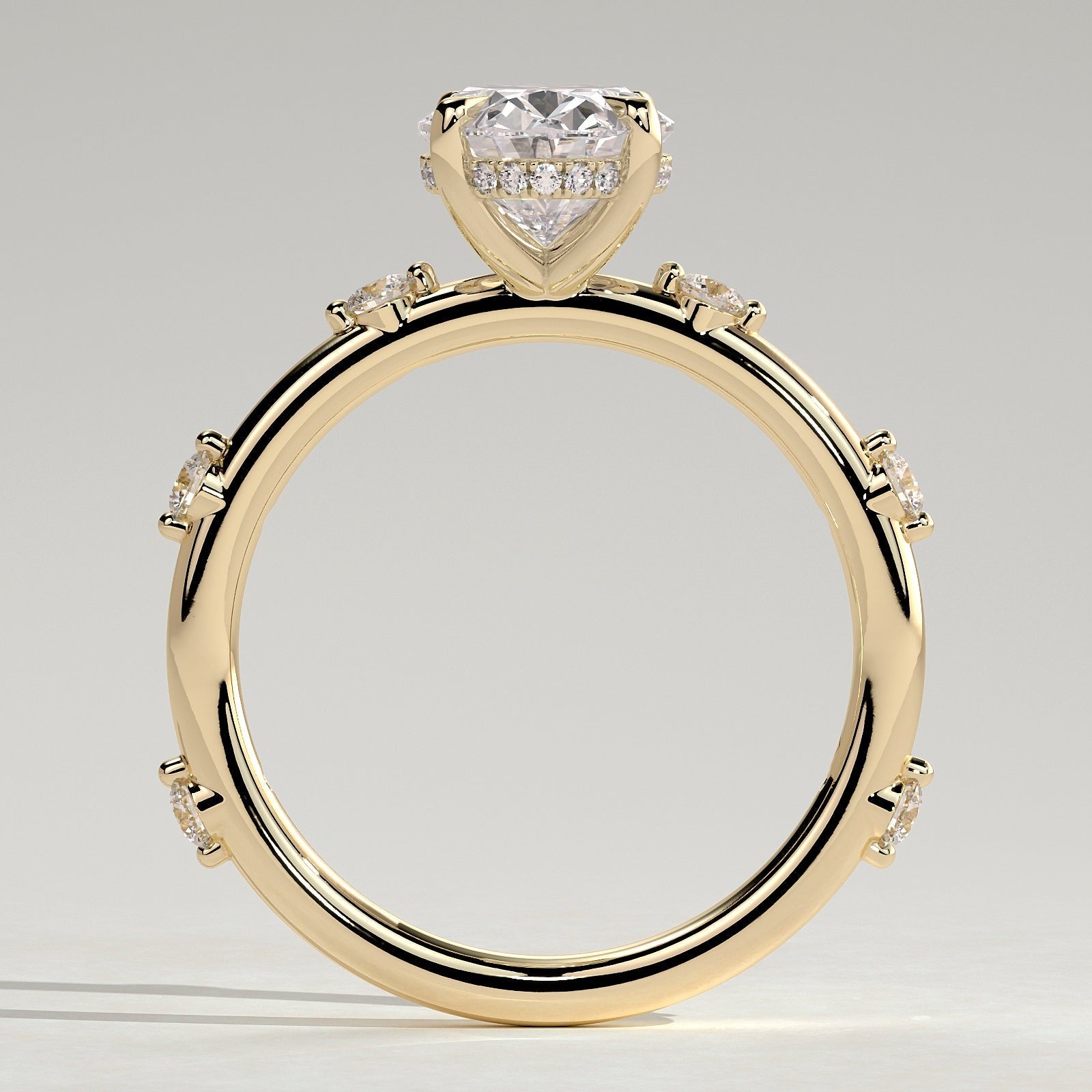 2 CT Oval Hidden Halo & Dainty Pave Moissanite Engagement Ring