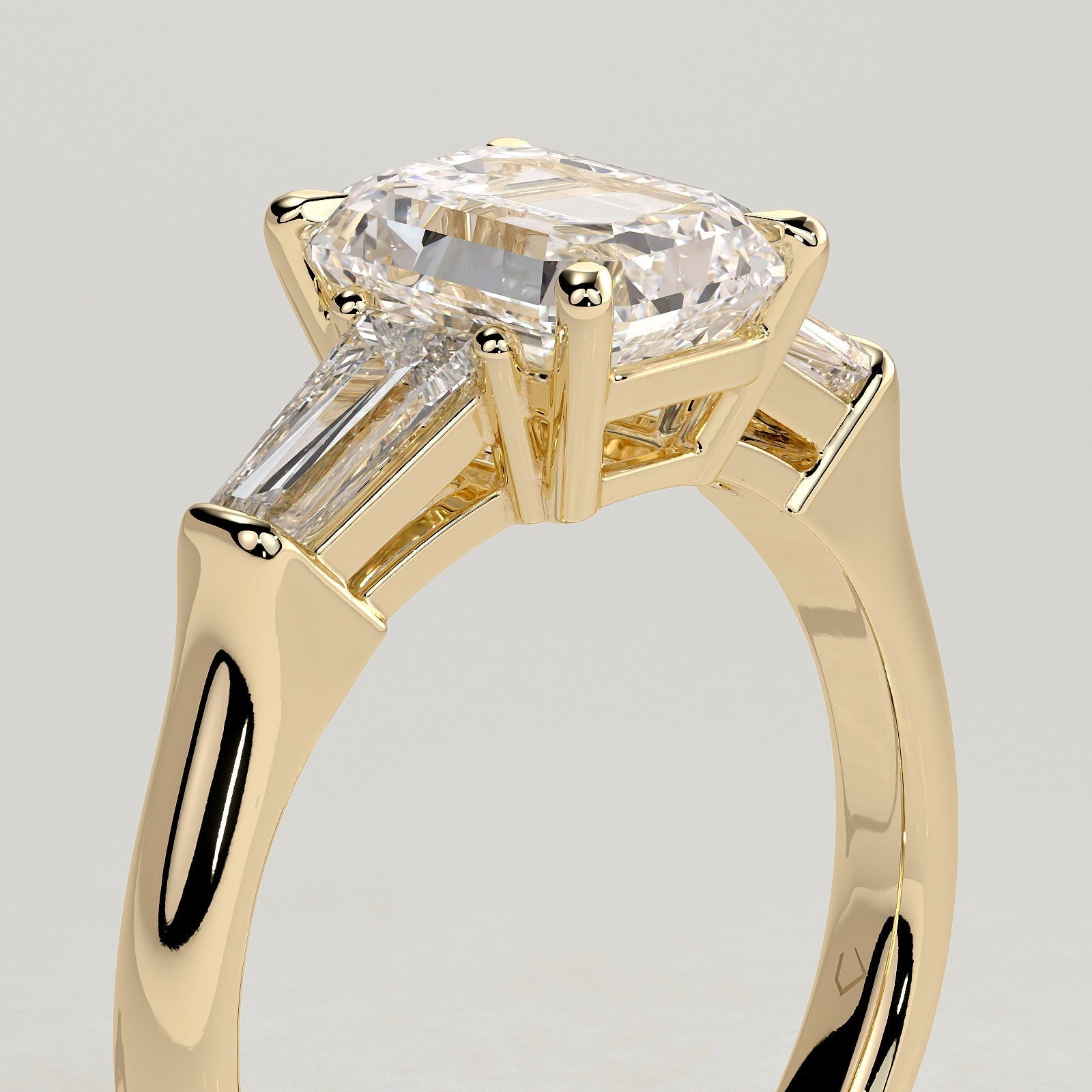 2 CT Emerald Three Stone Moissanite Engagement Ring