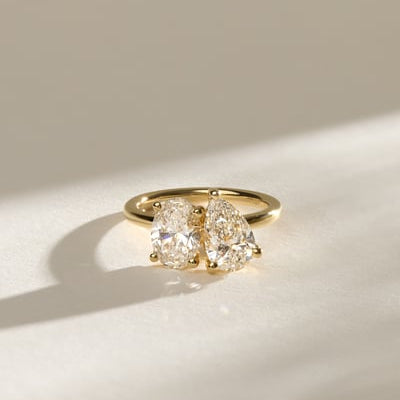 1 CT Pear Toi et Moi Moissanite Engagement Ring