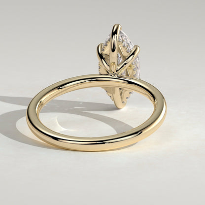 2 CT Marquise Hidden Halo Moissanite Engagement Ring
