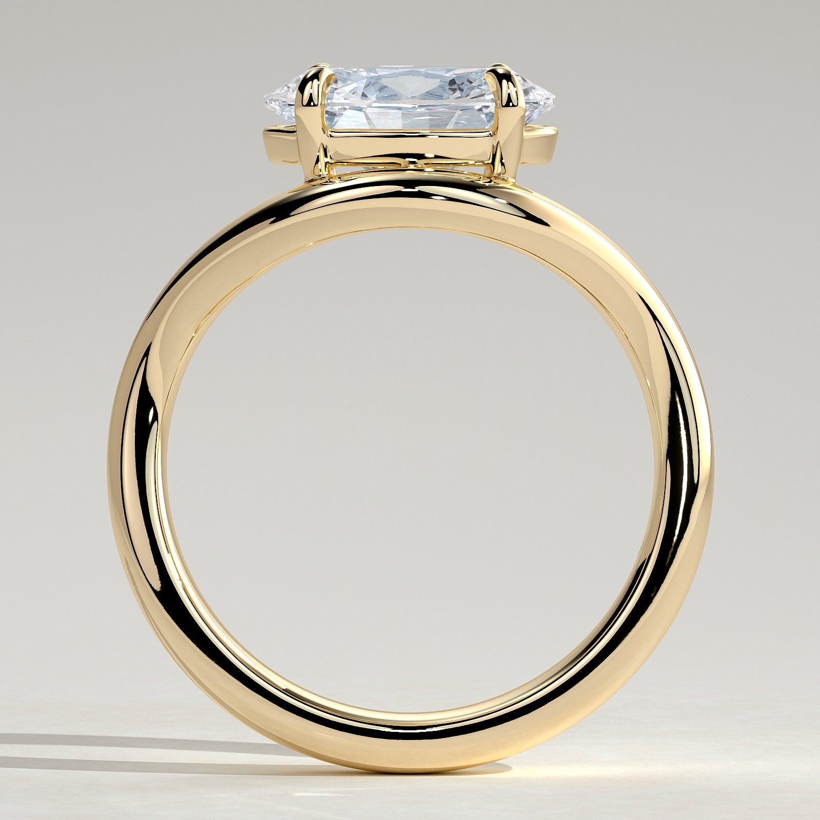 2 CT Oval Solitaire Wave Band Moissanite Engagement Ring