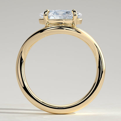 2 CT Oval Solitaire Wave Band Moissanite Engagement Ring