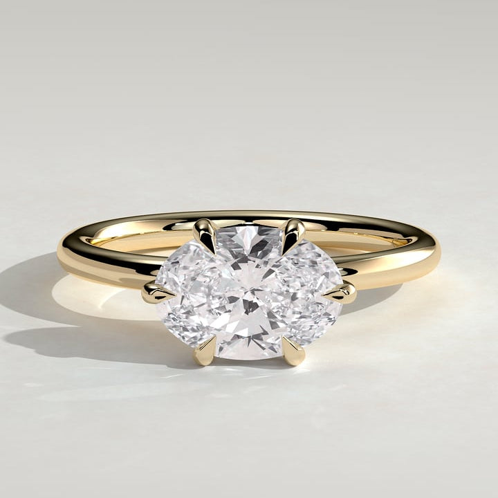 2 CT East West Oval Solitaire Moissanite Engagement Ring