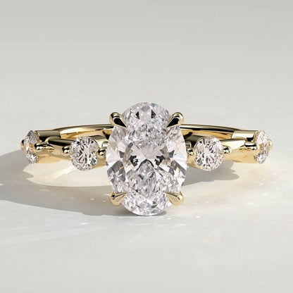 2 CT Oval Hidden Halo & Dainty Pave Moissanite Engagement Ring