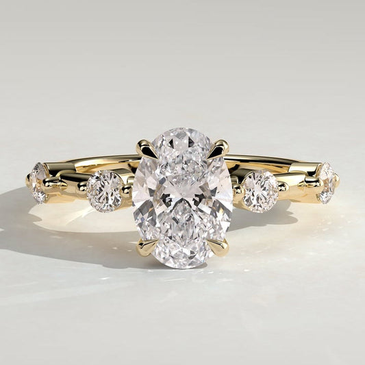 2 CT Oval Hidden Halo & Dainty Pave Moissanite Engagement Ring