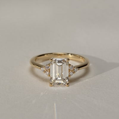 2 CT Emerald Cluster Moissanite Engagement Ring