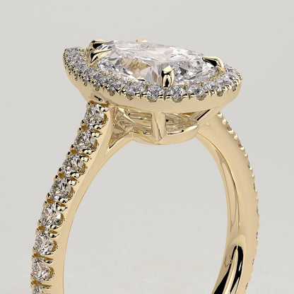 2 CT Pear Halo & Pave Moissanite Engagement Ring