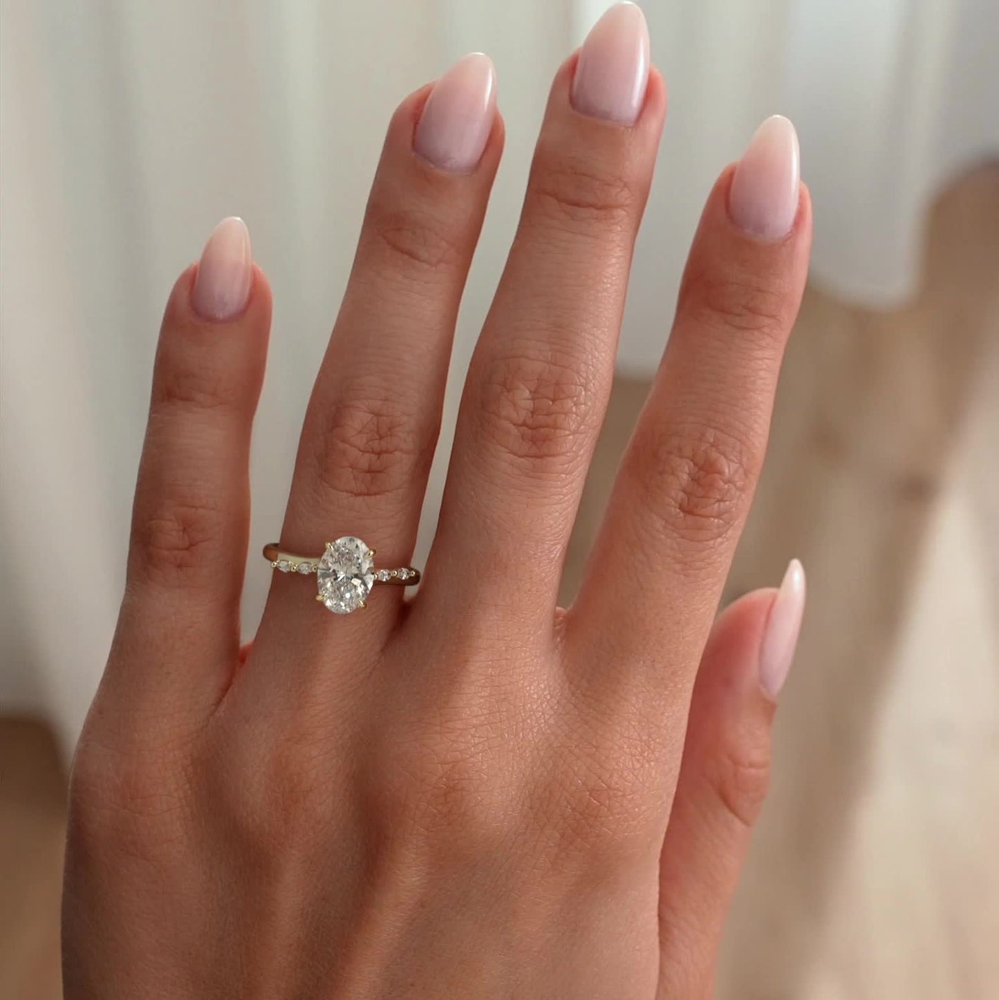 2 CT Oval Pave Moissanite Engagement Ring