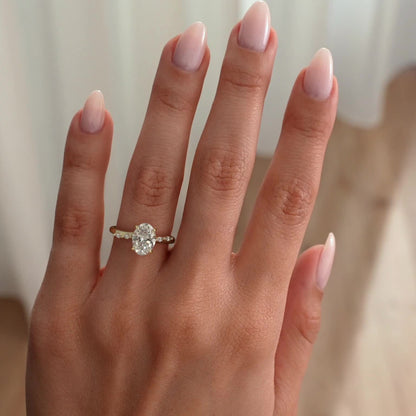 2 CT Oval Pave Moissanite Engagement Ring