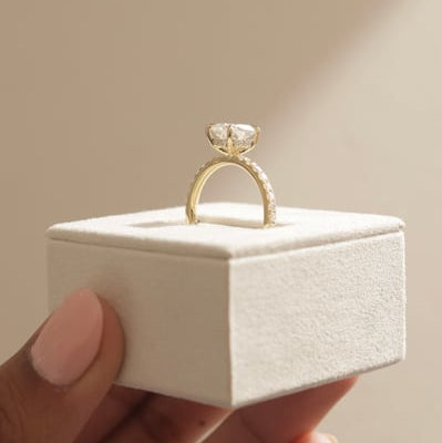 2 CT Elongated Pave Moissanite Engagement Ring