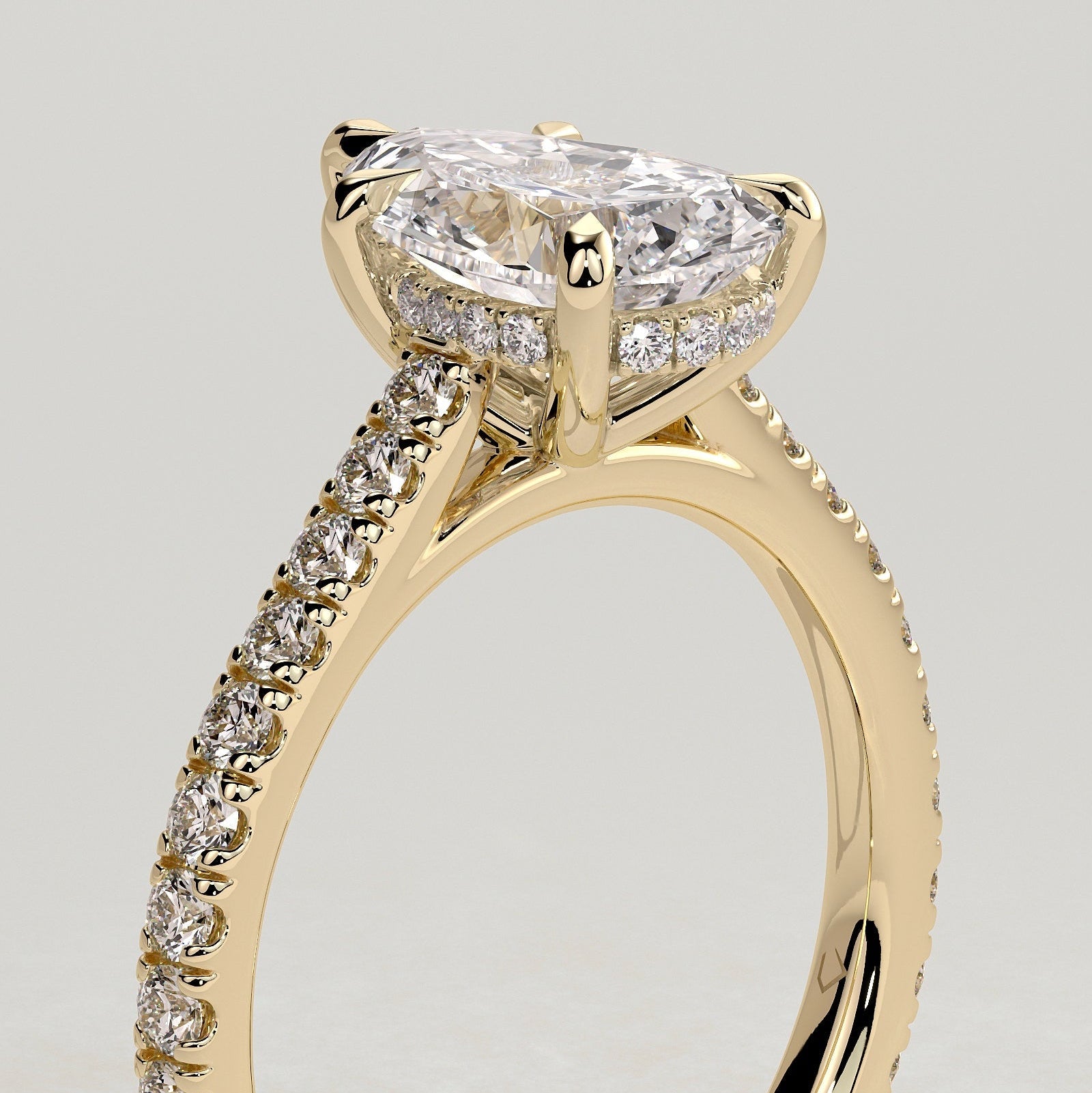 2 CT Pear Pave Moissanite Engagement Ring