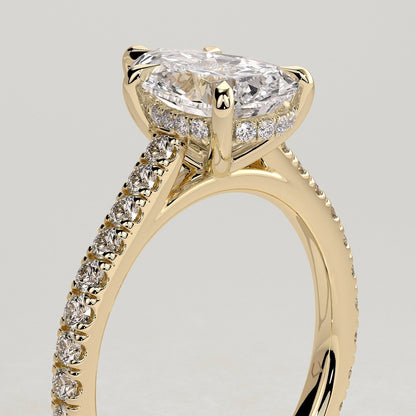 2 CT Pear Pave Moissanite Engagement Ring