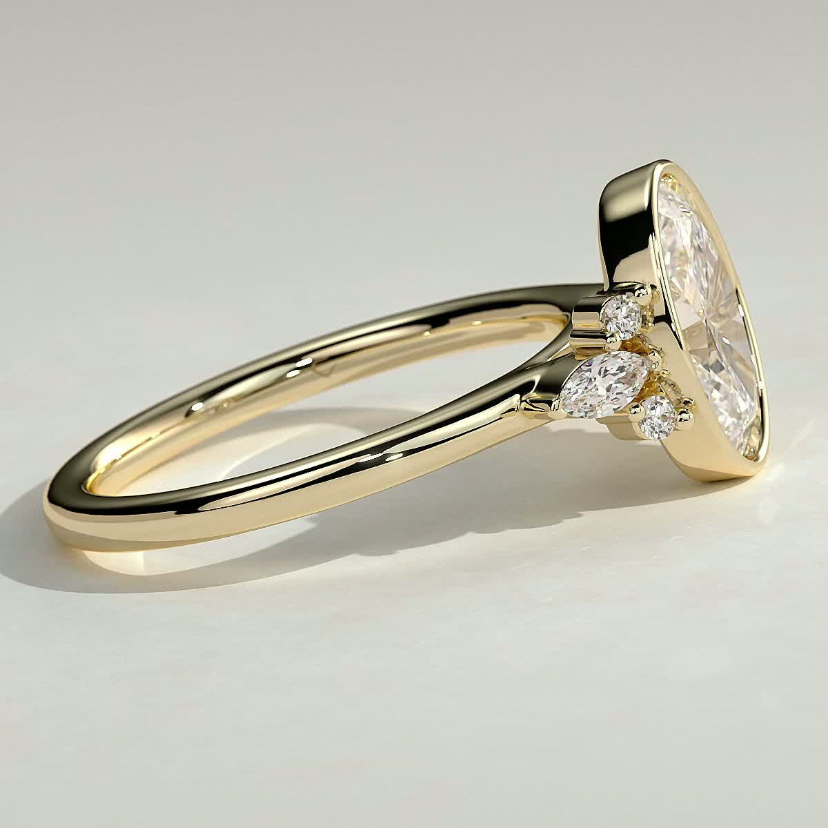 2 CT Oval Bezel Cluster Moissanite Engagement Ring