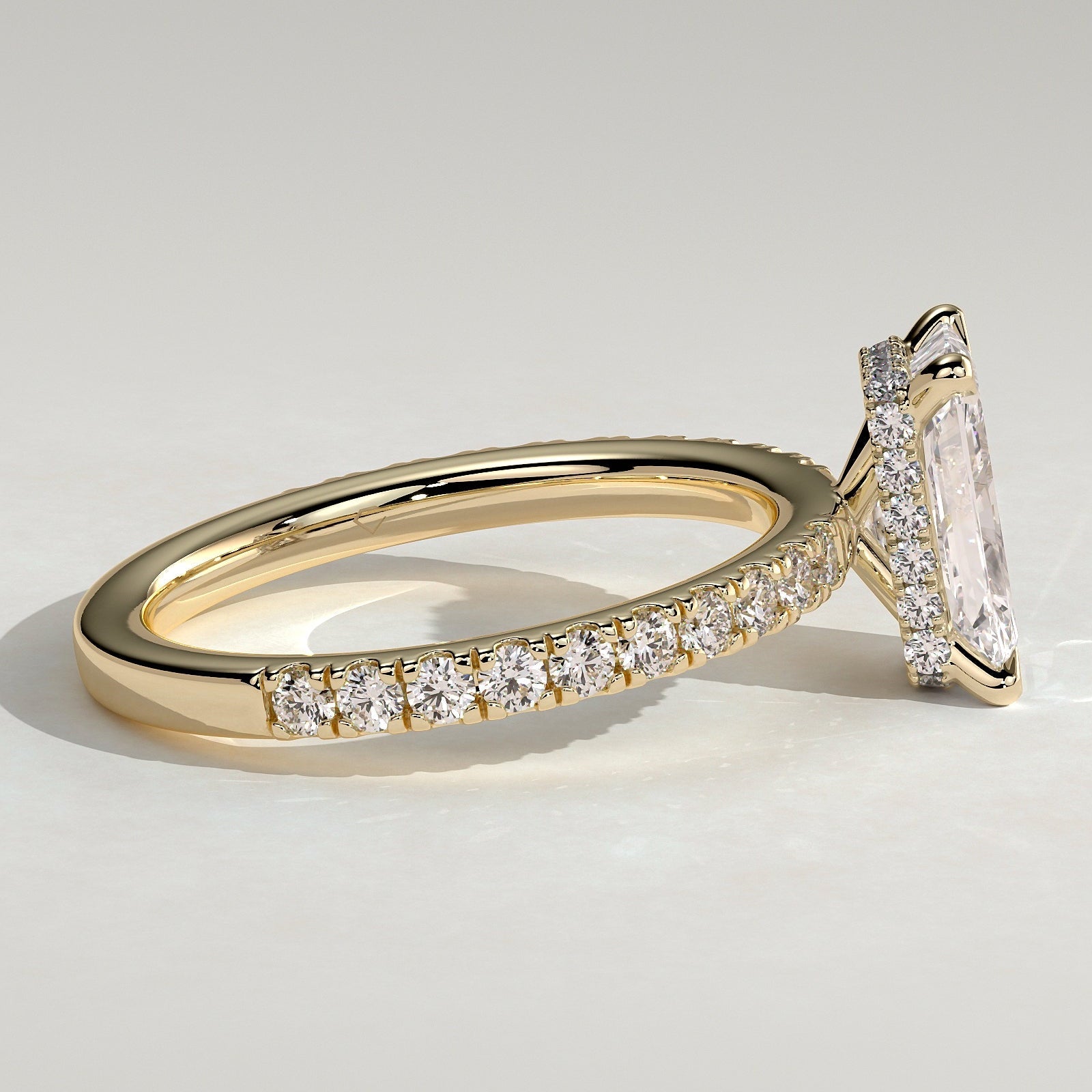2 CT Radiant Pave Moissanite Engagement Ring